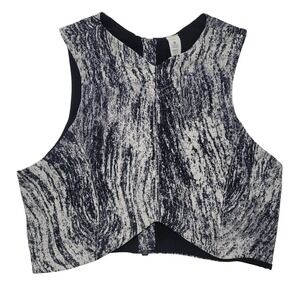 Lululemon Athletica Energy Bra Workout Top Size 4 Full Zip Black White Patterned